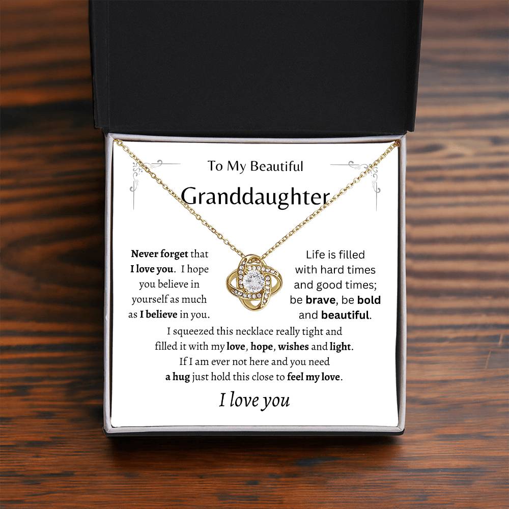 To My Beautiful Granddaughter Love Knot Necklace | Perfect Gift for Granddaughter