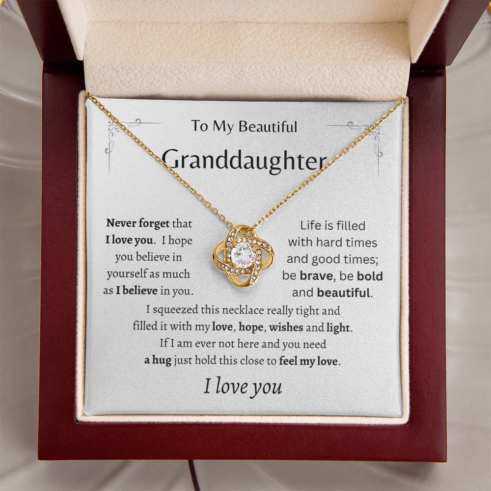 To My Beautiful Granddaughter Love Knot Necklace | Perfect Gift for Granddaughter